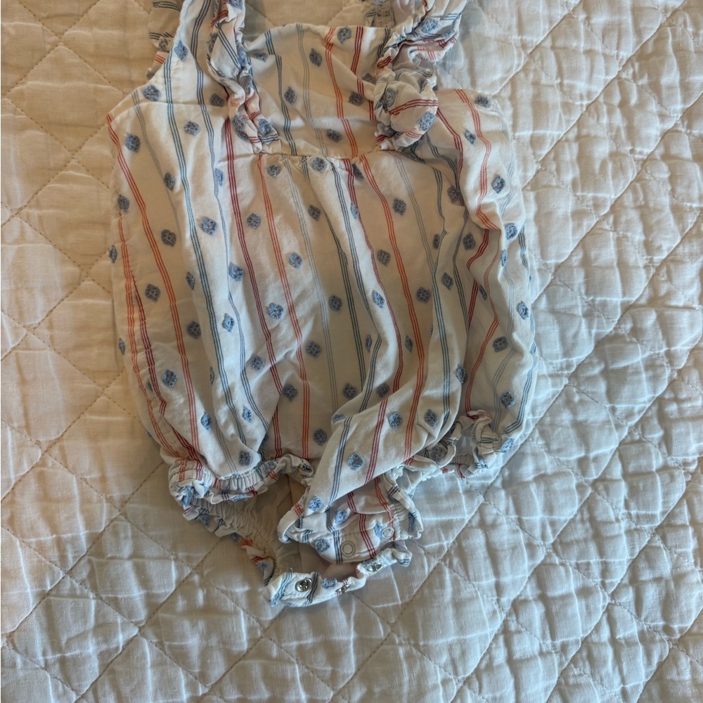 Cat & Jack Baby Bubble Romper with Red and Blue Accents
